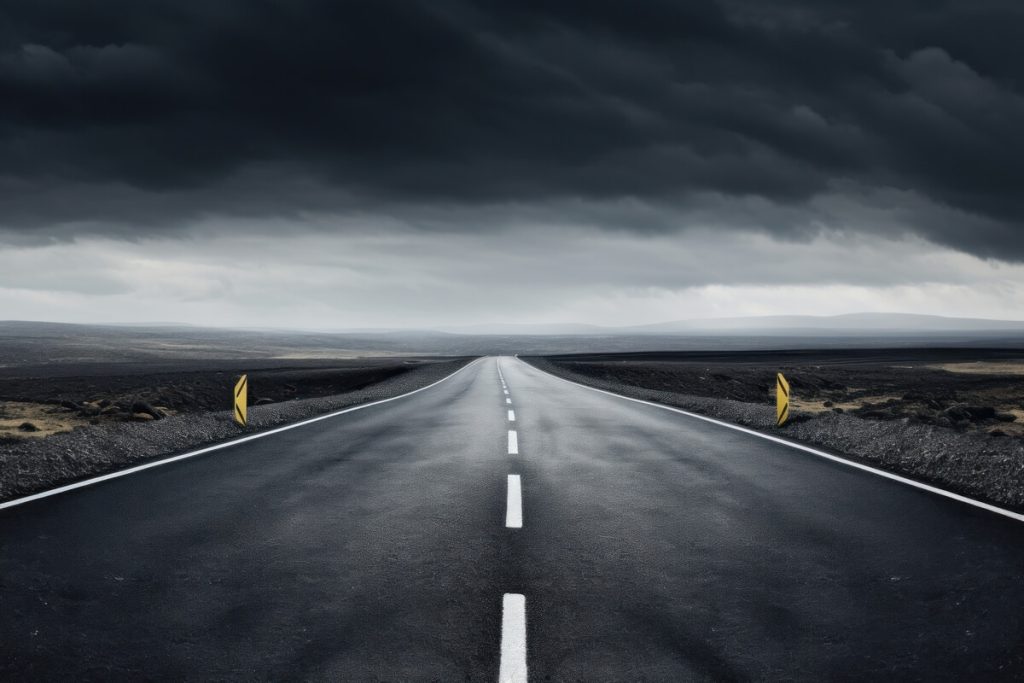 Dark Road with Storm Clouds